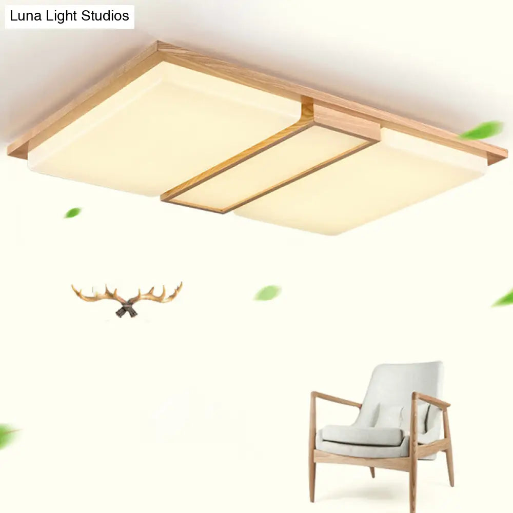 Japanese Led Wood Flush Ceiling Light For Living Room