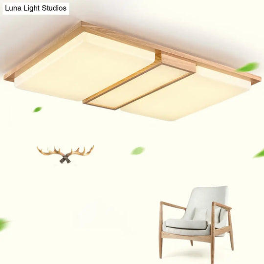 Japanese Led Wood Flush Ceiling Light For Living Room