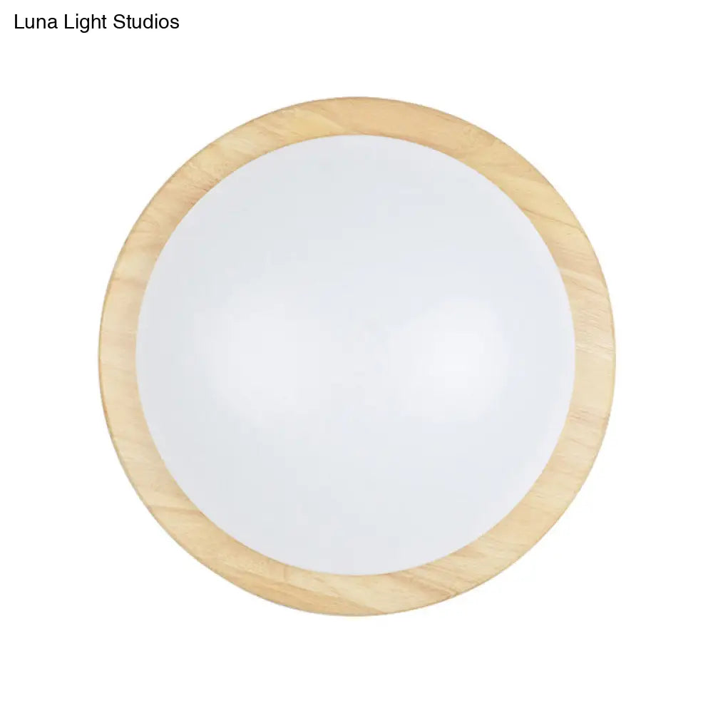 Japanese Led Wood Flush Mount Ceiling Light With Acrylic Shade