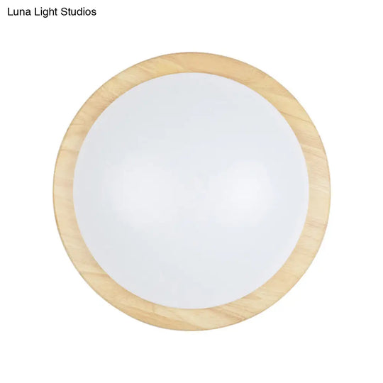 Japanese Led Wood Flush Mount Ceiling Light With Acrylic Shade