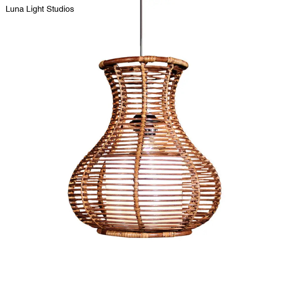 Japanese Rattan Hanging Pendant Light For Restaurant Or Cafe