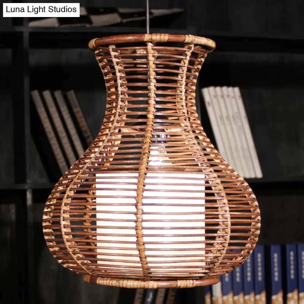 Japanese Rattan Hanging Pendant Light For Restaurant Or Cafe