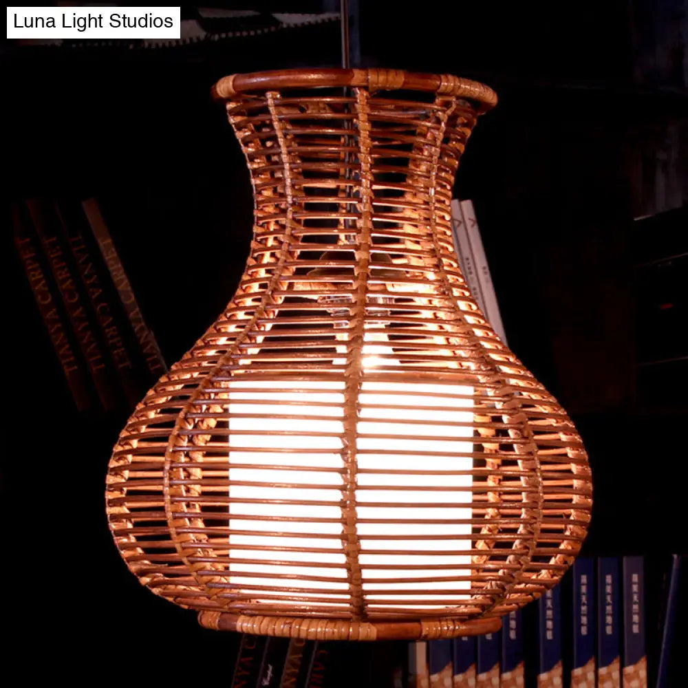 Japanese Rattan Hanging Pendant Light For Restaurant Or Cafe