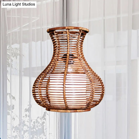 Japanese Rattan Hanging Pendant Light For Restaurant Or Cafe