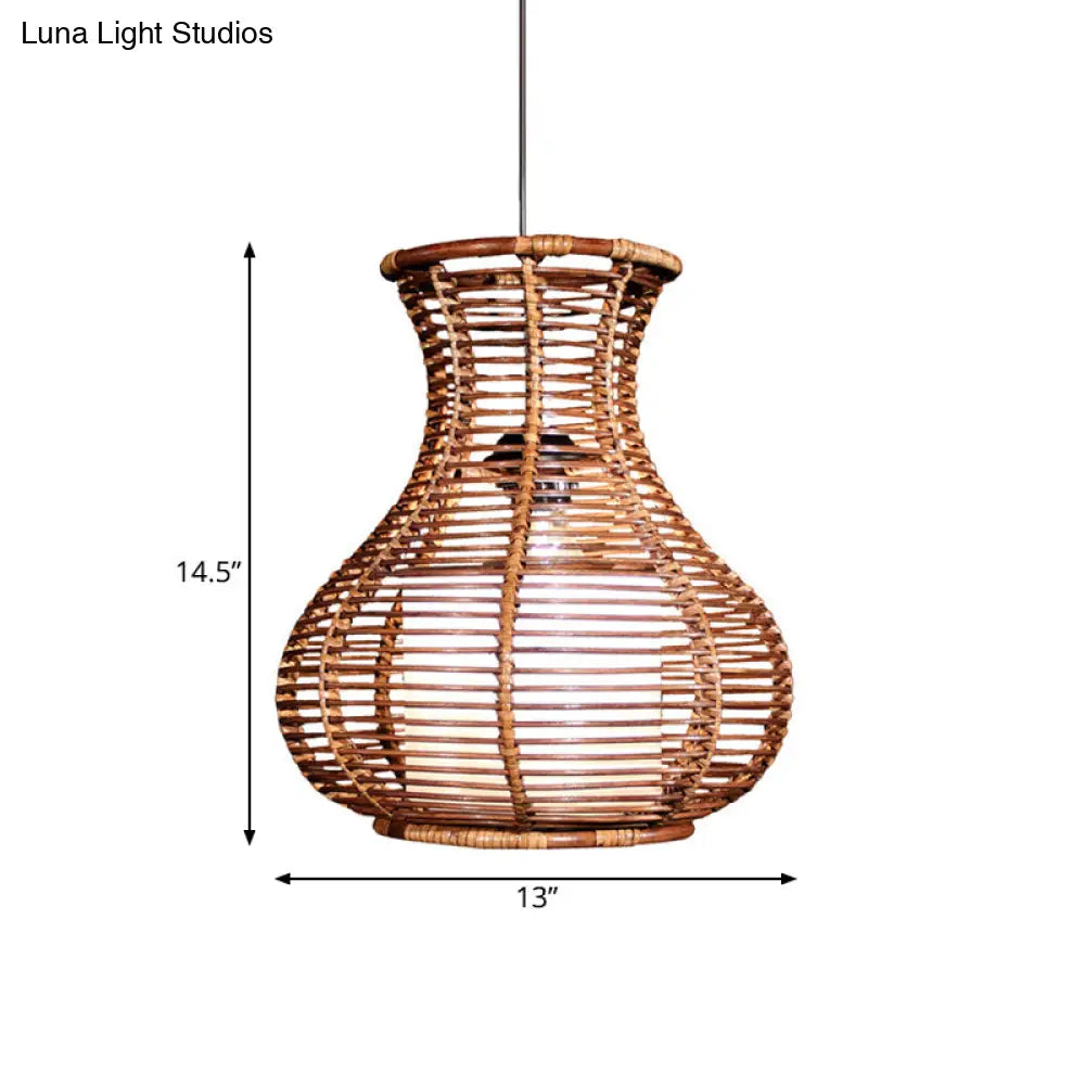 Japanese Rattan Hanging Pendant Light For Restaurant Or Cafe