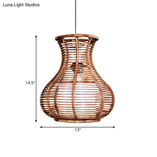 Japanese Rattan Hanging Pendant Light For Restaurant Or Cafe