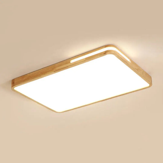 Japanese Style Beige Ceiling Mount Light - Acrylic Led Lamp For Study Room Wood / Warm
