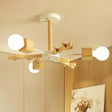 Japanese Style Beige Wood Chandelier - Snowflake Pendant Light For Bedroom 3 /