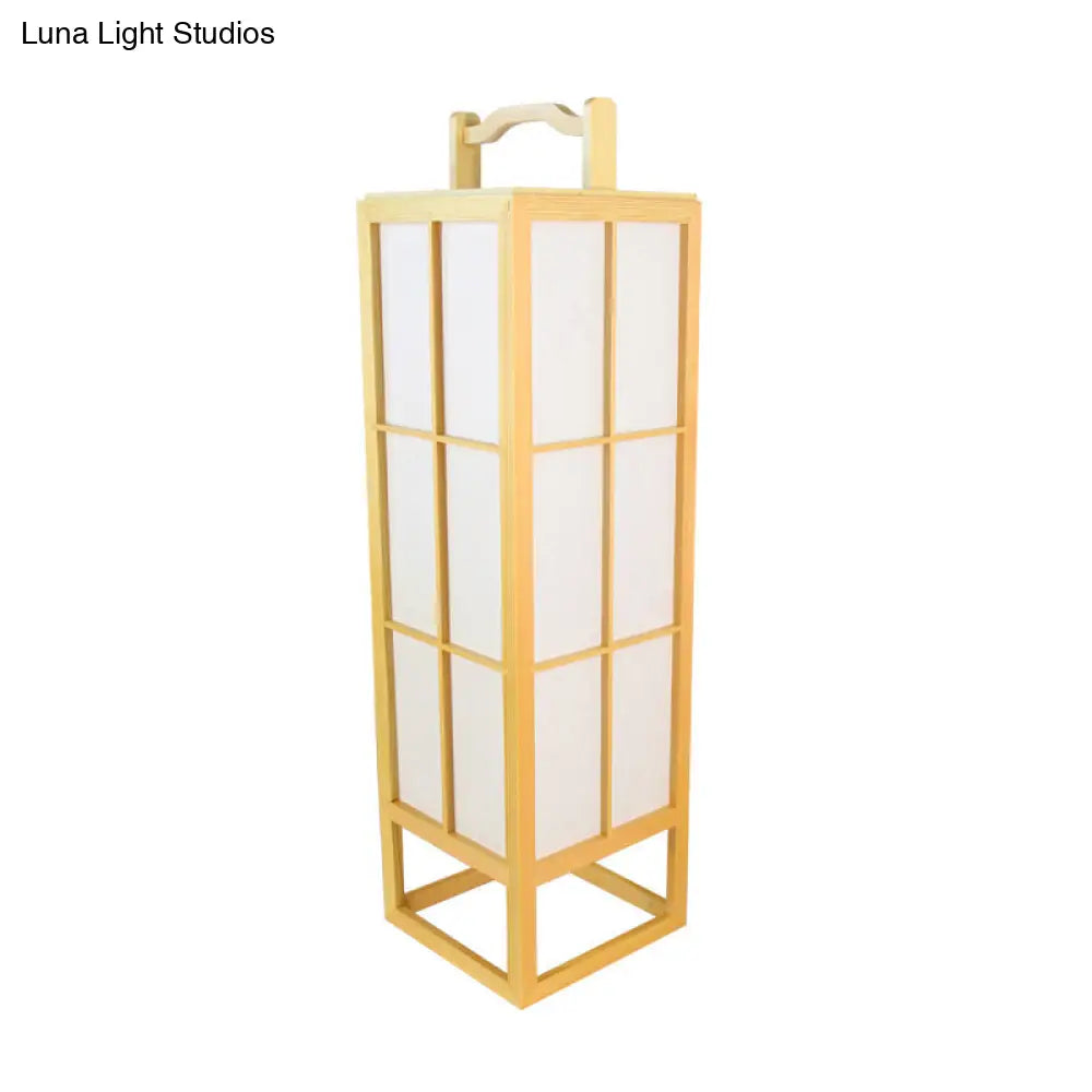 Japanese Style Beige Wooden Floor Lamp For Living Room - Food-Box Stand Light