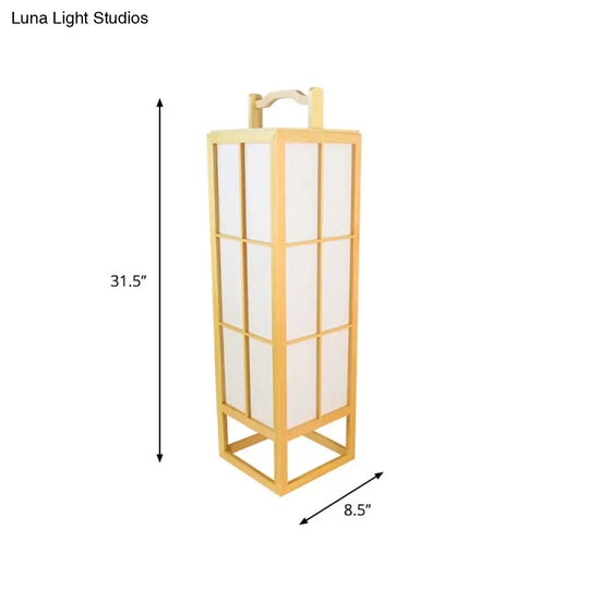 Japanese Style Beige Wooden Floor Lamp For Living Room - Food-Box Stand Light