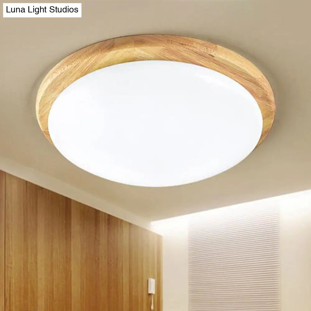 Japanese-Style Ceiling Mount Light With Domed Shade For Study Room - Acrylic Lamp In Warm/White