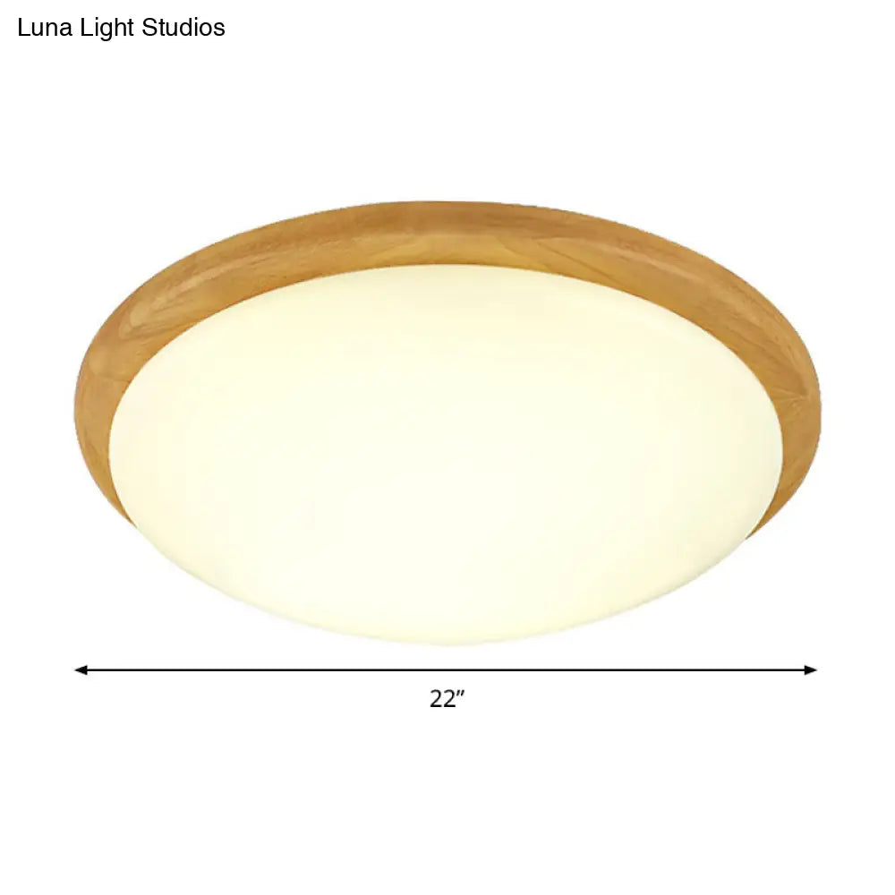 Japanese-Style Ceiling Mount Light With Domed Shade For Study Room - Acrylic Lamp In Warm/White