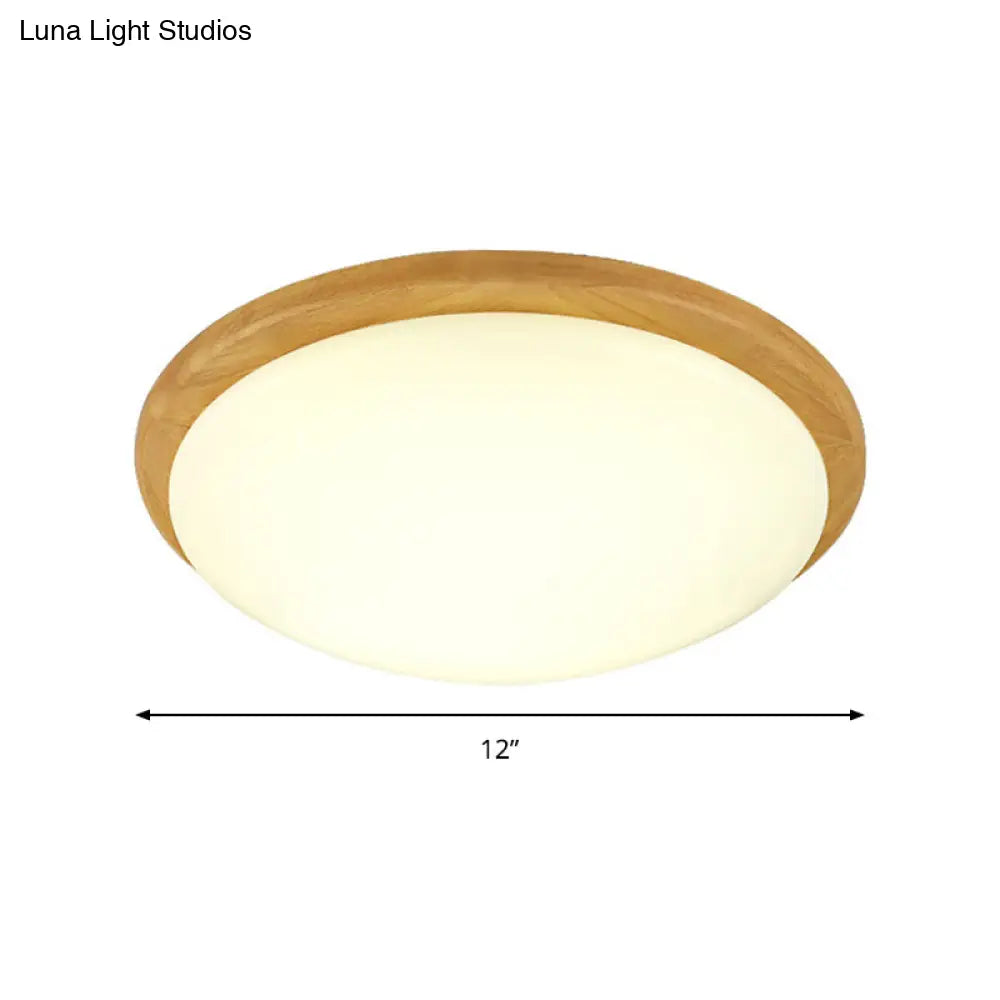 Japanese-Style Ceiling Mount Light With Domed Shade For Study Room - Acrylic Lamp In Warm/White