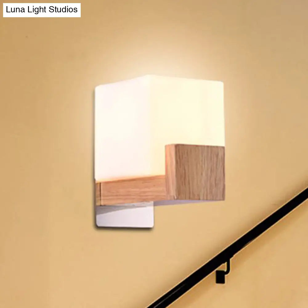 Japanese Style Opal Glass Wall Sconce For Stair And Living Room