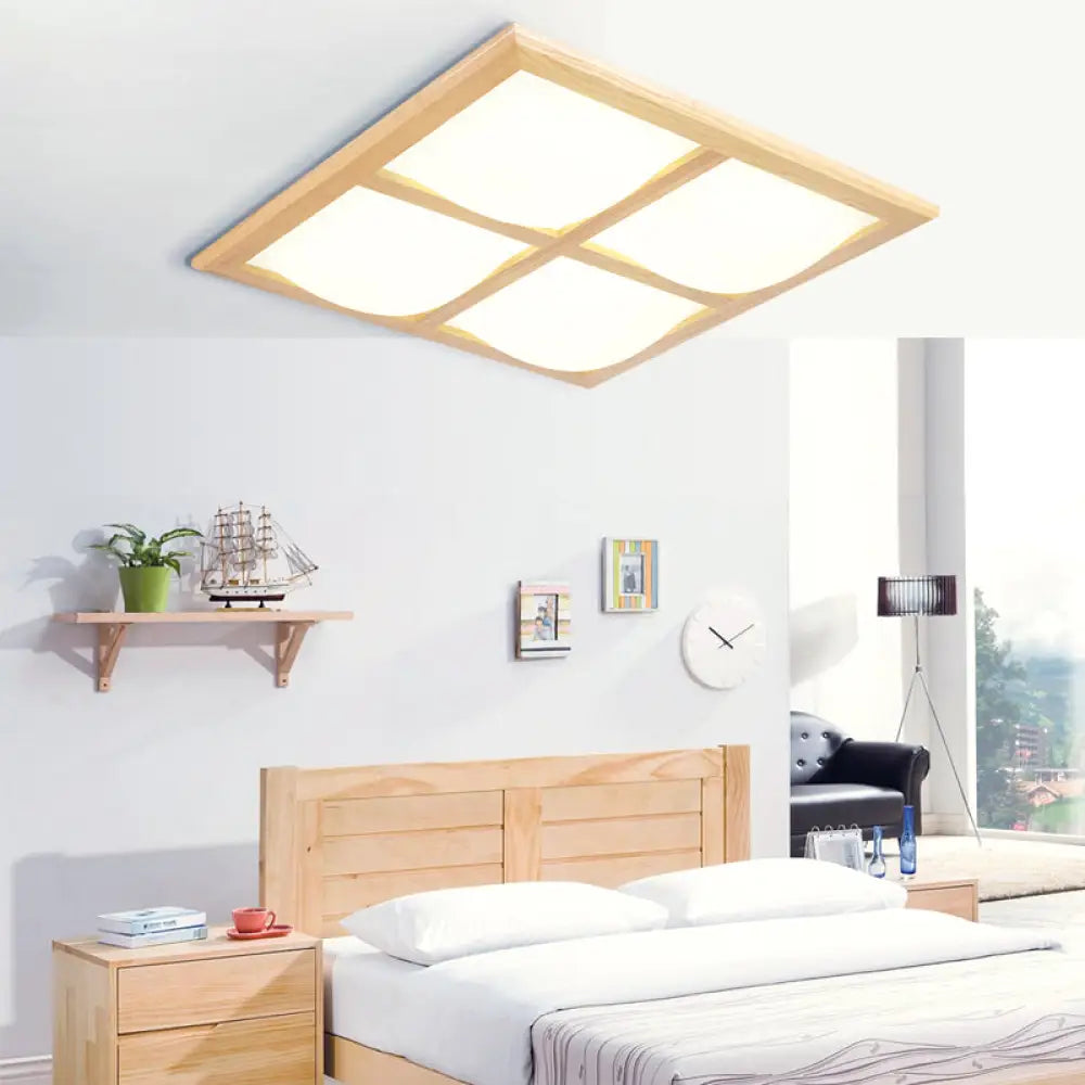 Japanese Style Ultra - Thin Led Flush Mount Light Fixture For Wood Bedroom 4 / Warm