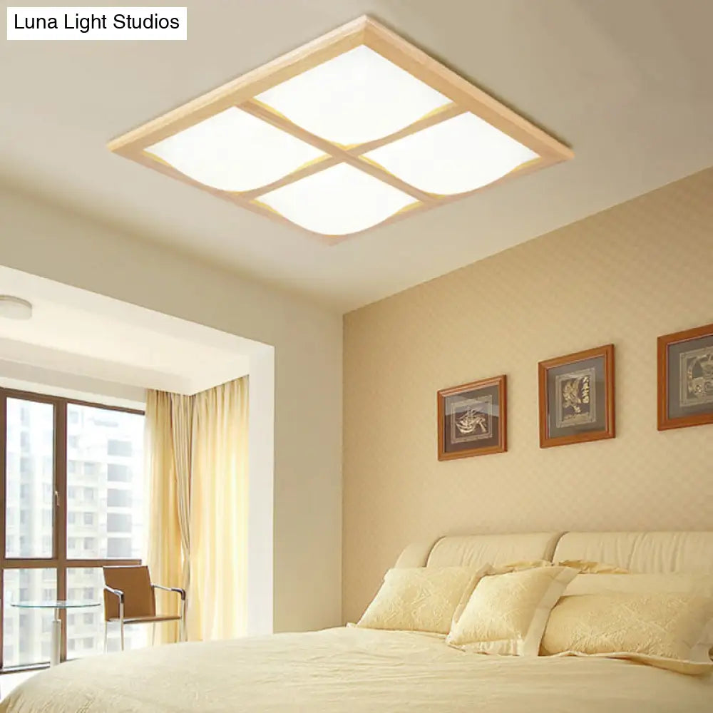 Japanese Style Ultra-Thin Led Flush Mount Light Fixture For Wood Bedroom