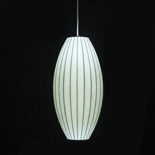 Japanese Style White Lantern Hanging Lamp - Single Artificial Silk Pendant Light Fixture / 10’