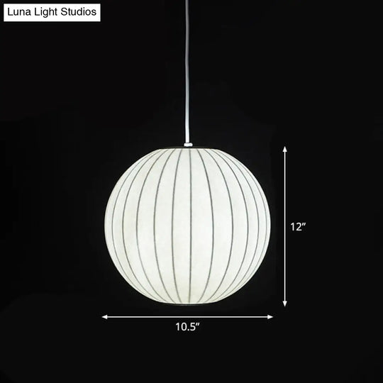 Japanese Style White Lantern Pendant - Single Silk Hanging Lamp Fixture