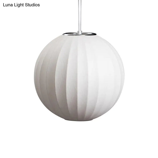 Japanese Style White Lantern Hanging Lamp - Single Artificial Silk Pendant Light Fixture