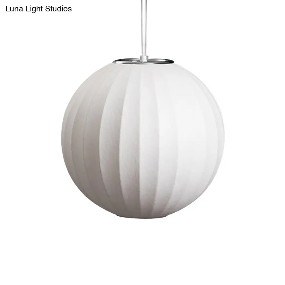 Japanese Style White Lantern Pendant - Single Silk Hanging Lamp Fixture