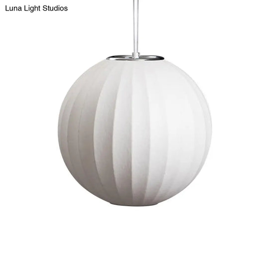 Japanese Style White Lantern Pendant - Single Silk Hanging Lamp Fixture