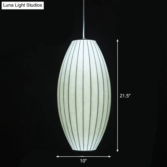 Japanese Style White Lantern Pendant - Single Silk Hanging Lamp Fixture