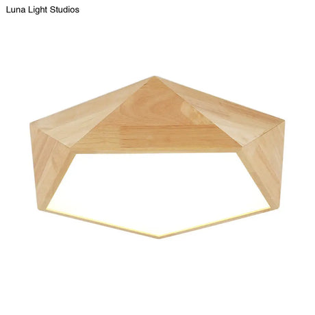 Japanese Wood Led Flush Mount Ceiling Light For Kids’ Bedroom