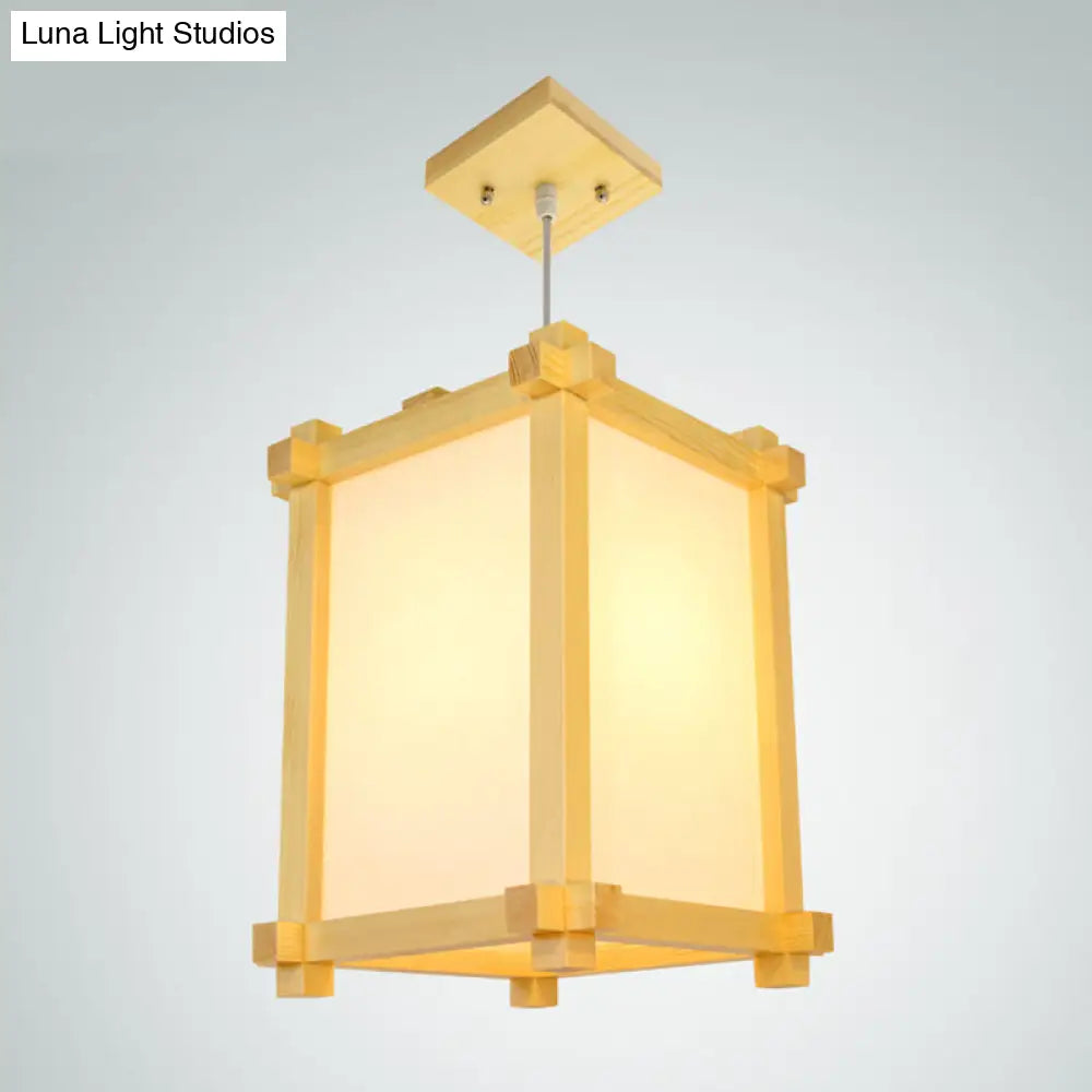 Japanese Wood Pendant Ceiling Light - Natural Finish | Ideal For Restaurants