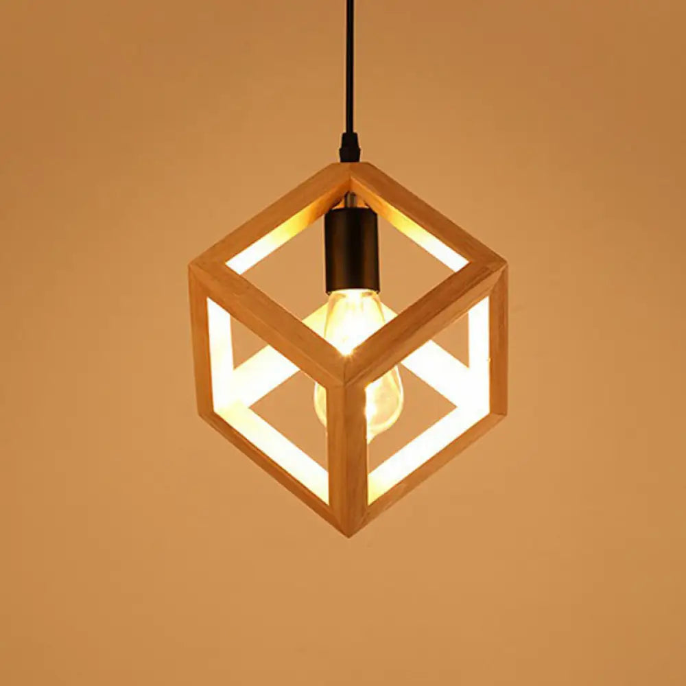 Japanese Wood Single-Bulb Pendant Ceiling Light - Stylish Shade & Ideal For Restaurants / D