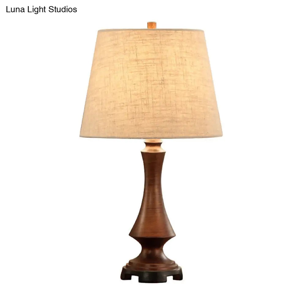 Fabric Desk Lighting: Countryside Black/Brown Conical Night Light