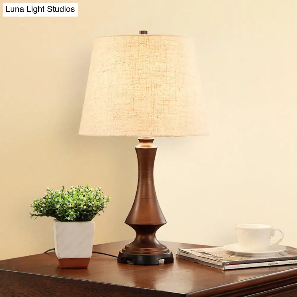 Fabric Desk Lighting: Countryside Black/Brown Conical Night Light