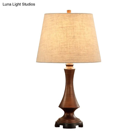 Julia - Countryside 1 Head Fabric Desk Lighting Black/Brown Conical Bedroom Night Light With