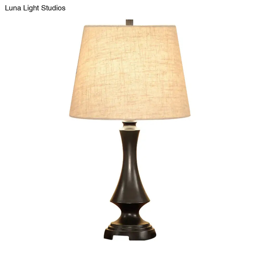 Fabric Desk Lighting: Countryside Black/Brown Conical Night Light