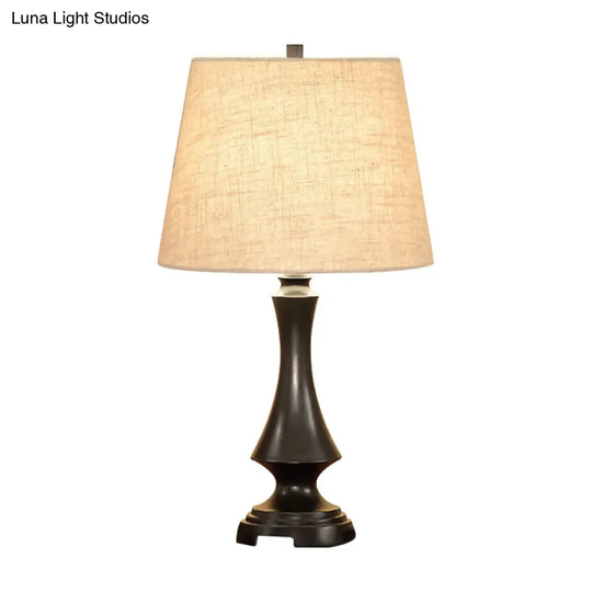 Fabric Desk Lighting: Countryside Black/Brown Conical Night Light