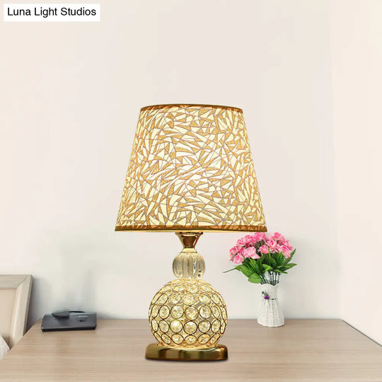 Modern Crystal Embedded Bedroom Table Light - 1 Bulb Gold/Silver/Red Nightstand Lamp With