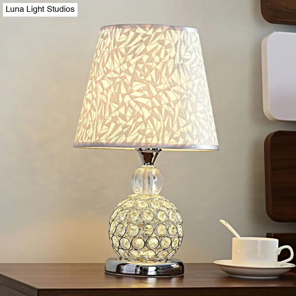 Modern Crystal Embedded Bedroom Table Light - 1 Bulb Gold/Silver/Red Nightstand Lamp With