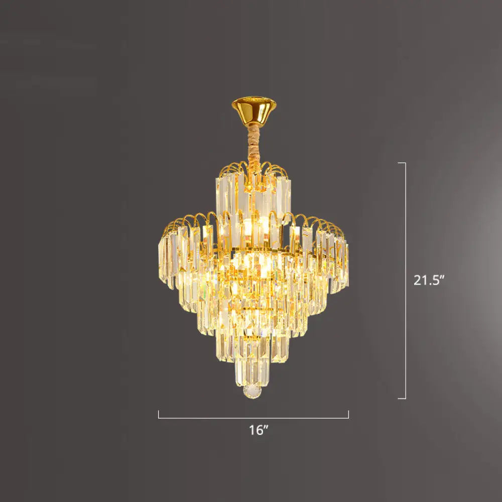 K9 Crystal Cone Shaped Hanging Light: Modern & Luxurious Chandelier For Restaurants Clear / 16’