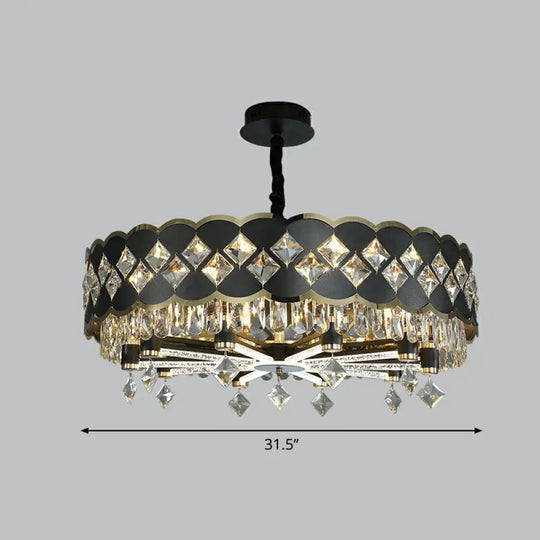 K9 Crystal Pendant Chandelier For Dining Room In Postmodern Black Design 10 /