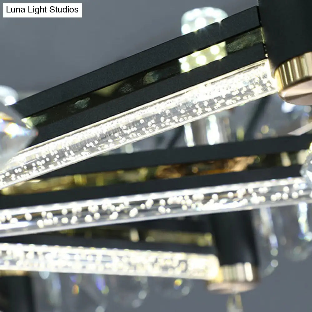 K9 Crystal Pendant Chandelier For Dining Room In Postmodern Black Design