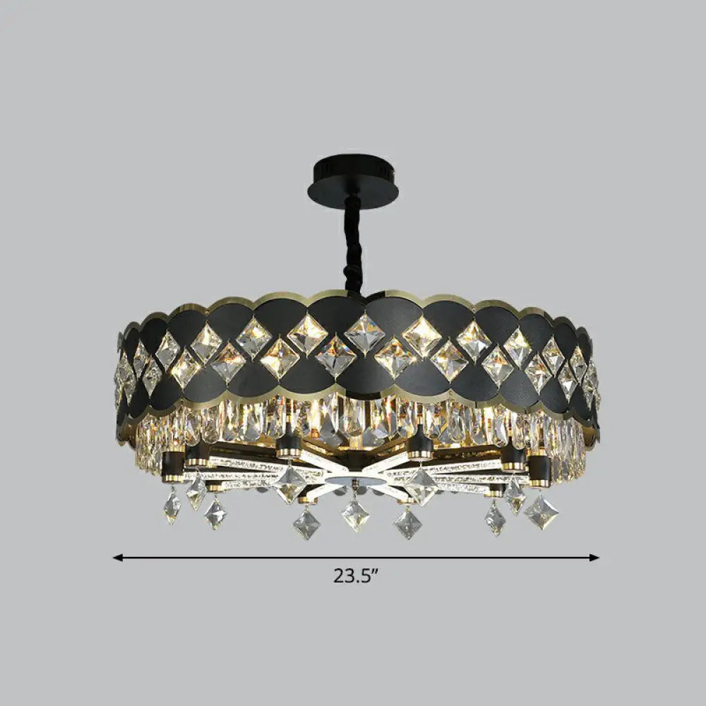 K9 Crystal Pendant Chandelier For Dining Room In Postmodern Black Design 8 /