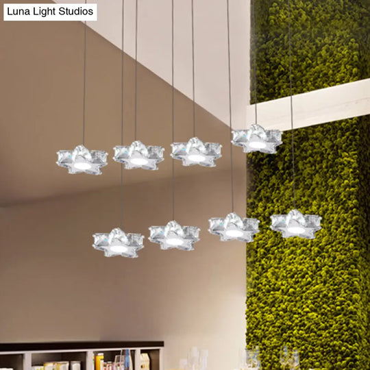 Modern K9 Crystal Star Pendant Ceiling Light With Led And Stainless-Steel Design