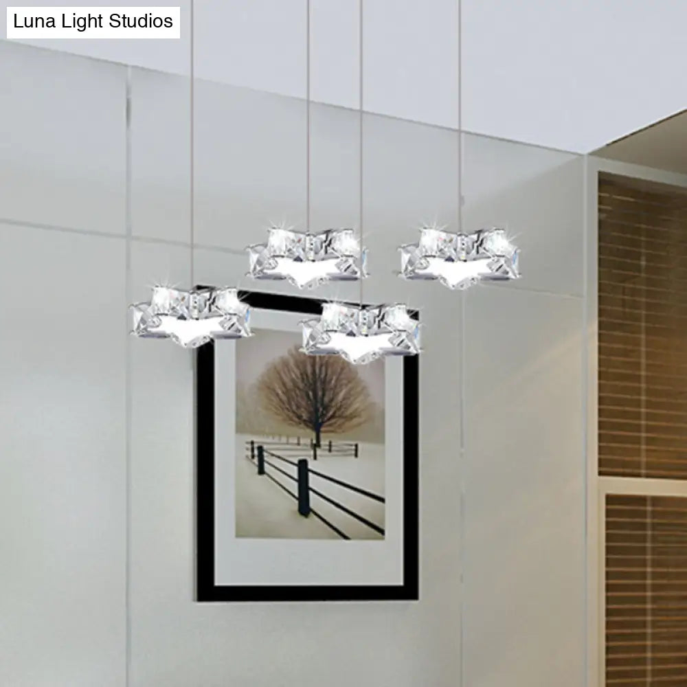 Modern K9 Crystal Star Pendant Ceiling Light With Led And Stainless-Steel Design