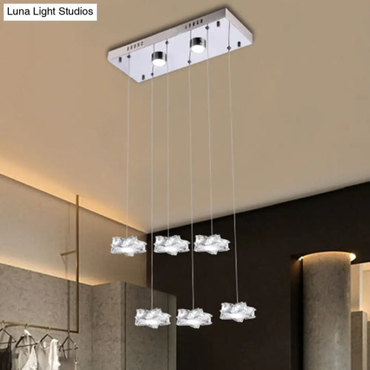 Modern K9 Crystal Star Pendant Ceiling Light With Led And Stainless-Steel Design