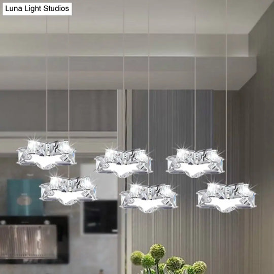 Modern K9 Crystal Star Pendant Ceiling Light With Led And Stainless-Steel Design