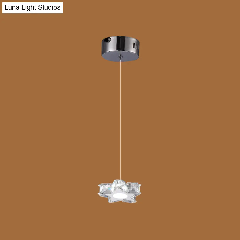 Modern K9 Crystal Star Pendant Ceiling Light With Led And Stainless-Steel Design 1 / Clear