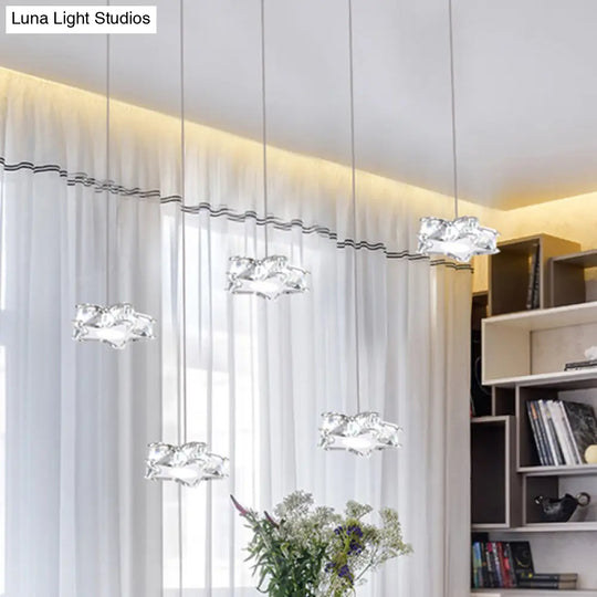 Modern K9 Crystal Star Pendant Ceiling Light With Led And Stainless-Steel Design