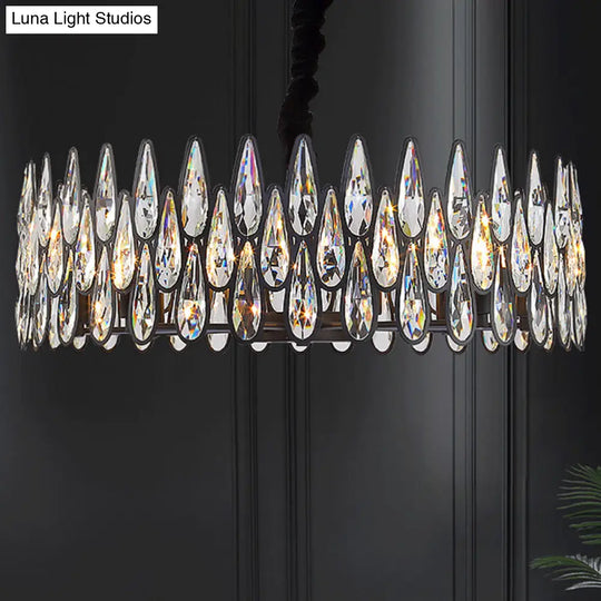 K9 Crystal Tear Drop Suspension Chandelier In Artistic Black For Living Room