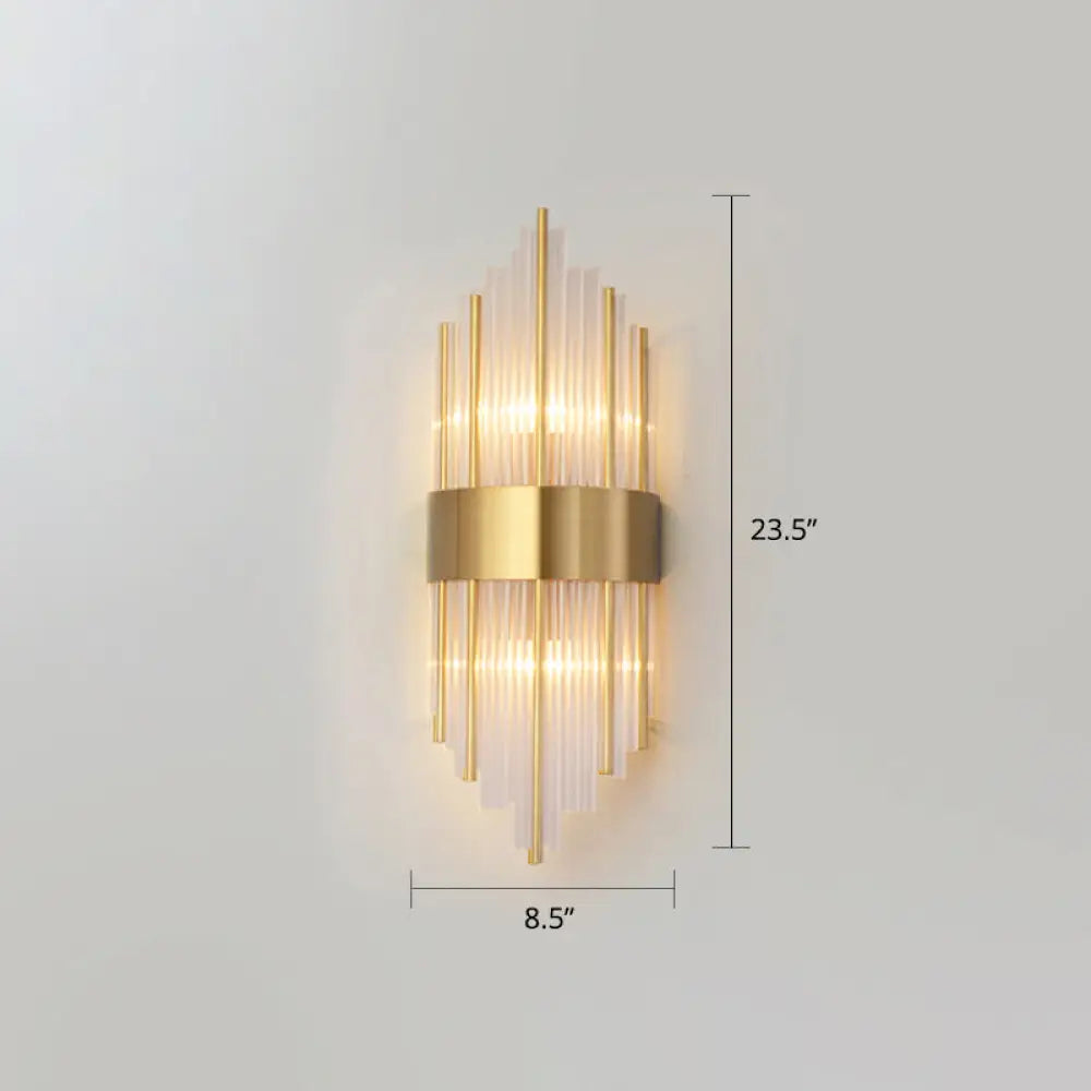 K9 Crystal Wall Sconce Postmodern 2-Light For Living Room Gold / 8.5