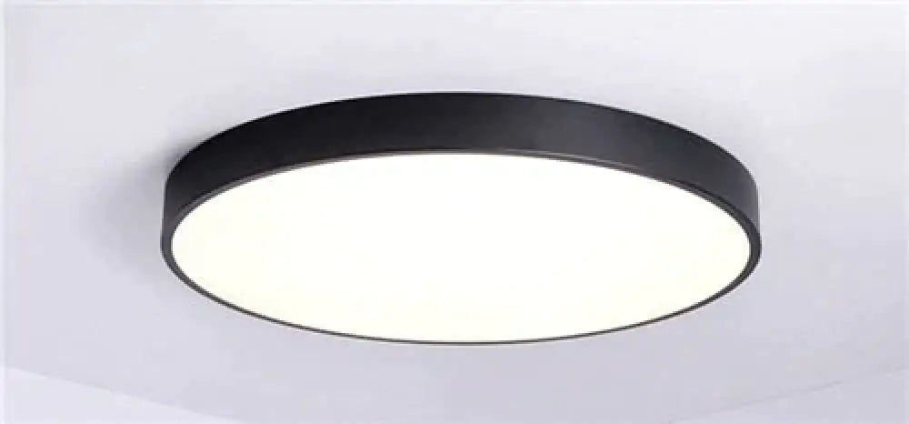 Kaley - Super Slim Led Surface Mount Light With Remote Control Black / Dia23 X H5Cm Warm White