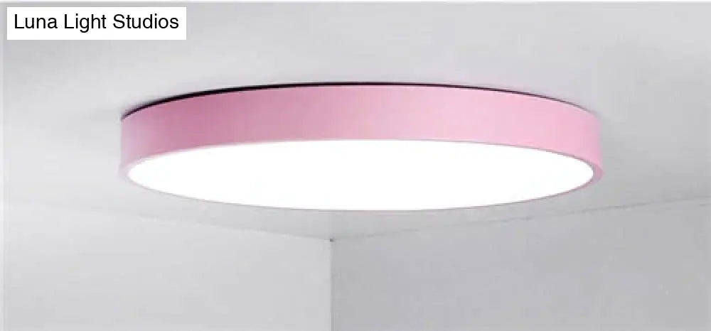 Kaley - Super Slim Led Surface Mount Light With Remote Control Pink / Dia23 X H5Cm Warm White